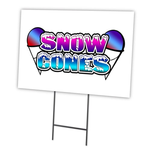 Snow Cones 24" x 36" Yard Sign & Stake | Advertise Your Business | Stake Included Double Sided Image | Made in The USA