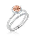 thumbnail image 3 of Fairy Minimalist 1.75 Carat Round Cut Morganite And Diamond Moissanite Engagement Ring, Classic Halo Wedding Ring In 10K Solid White Gold, Gift For Her, Anniversary Gift, Bridal Set, 3 of 3