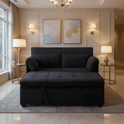 Gewnee 46 Velvet Convertible Sleeper Sofa Bed with Pull-Out Futon Couch for Small Spaces, Apartment & Living Room - Black