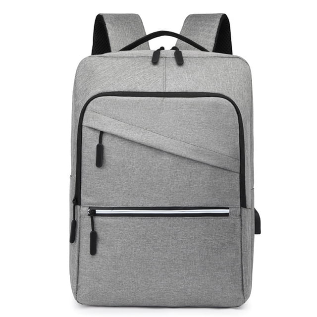 Mochila para portátil de viaje, mochila para portátil con puerto de carga USB, resistente, para la universidad, color gris