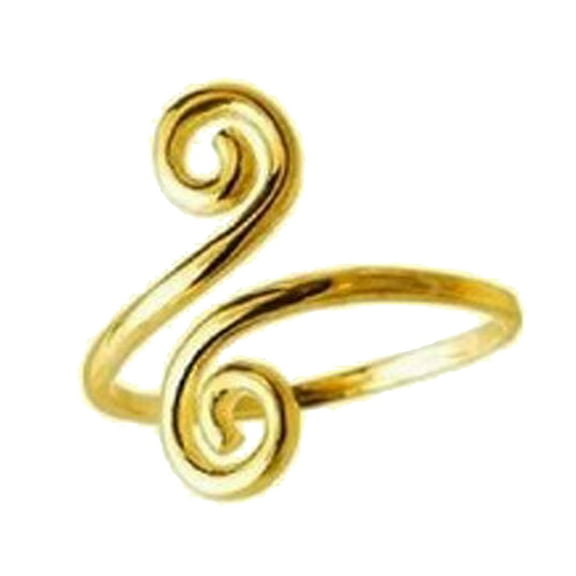 10k Solid Yellow Gold Swirl Adjustable Ring or Toe Ring
