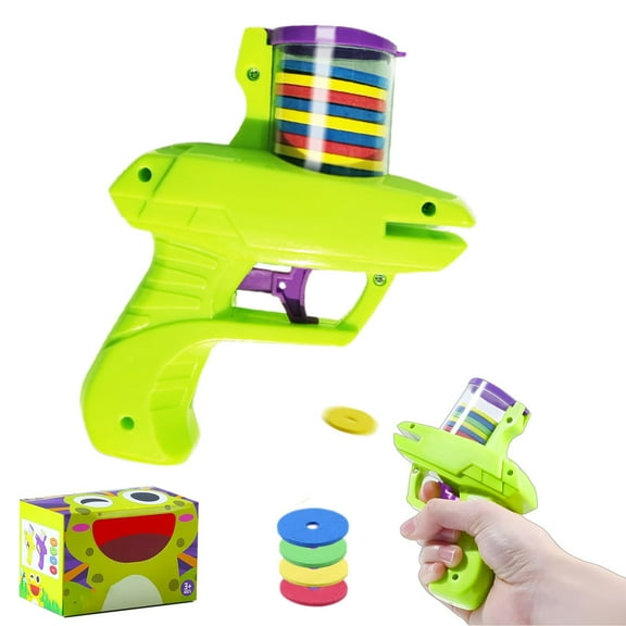 ZMKIAG 1 Skeet shooter with 15 sponge safety clips, Soft Flying Disc Toys for Indoor & Outdoor Play, Interactive Shooting Game for 𝗞𝗶𝗱𝘀, Safe & Lightweight Bouncing Discs for Active pets