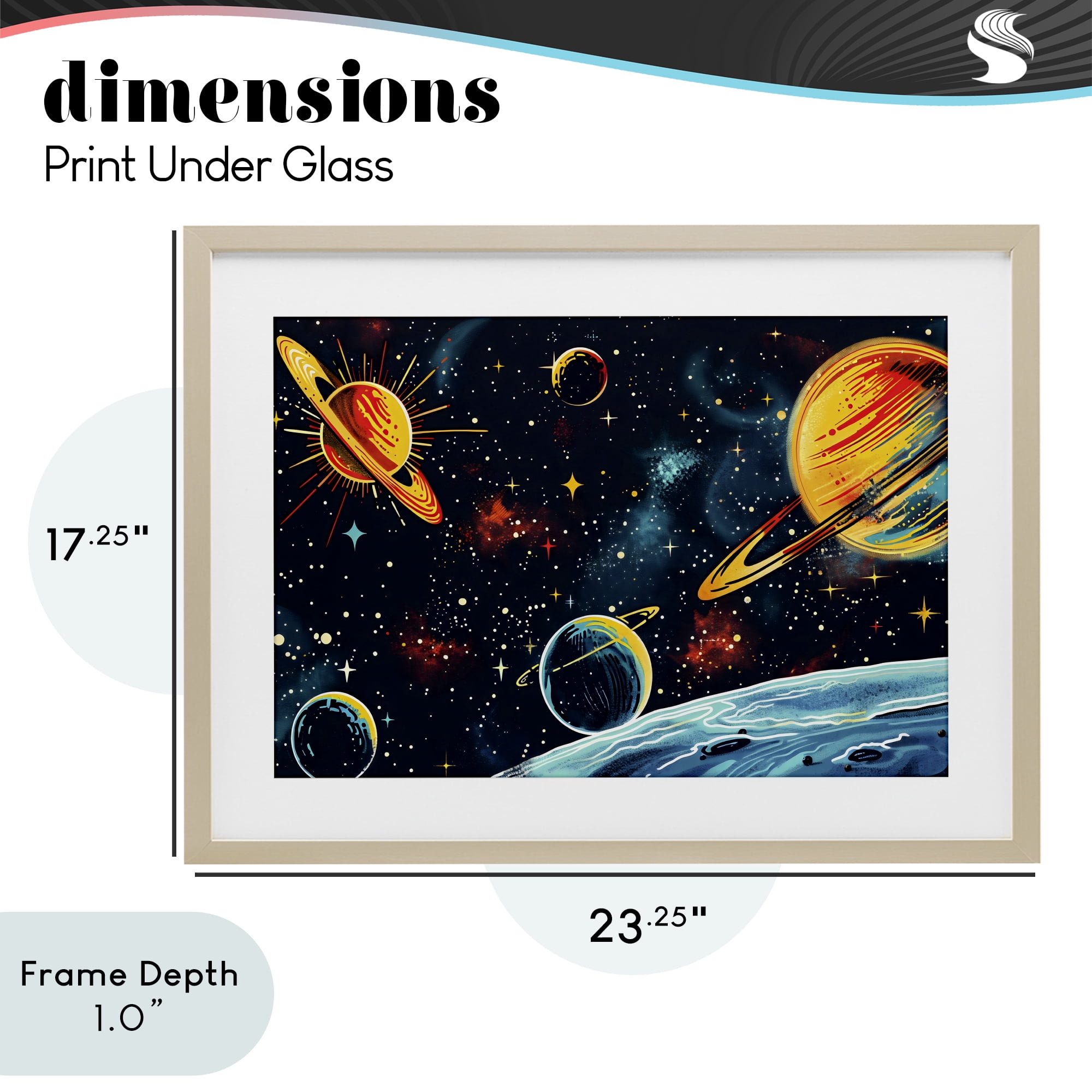Stupell Industries Black Lit Galaxy Panorama Birch Framed Print Under Glass, design by Creative Studio