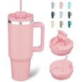 thumbnail image 1 of Gobelets Isolés en FZC avec Poignée et Paille 40 oz Gobelets en Acier Inoxydable avec Couvercle, Rose Clair, 1 of 4
