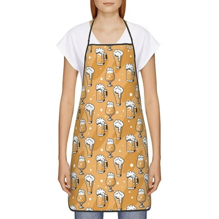 

Goofa Bib Apron Unisex Aprons Adjustable Waterdrop Resistant Cooking Kitchen Apron for Chef Beer In Glasses Pattern Apron Bulk