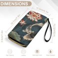 thumbnail image 6 of Womens Wallet Bifold Ladies Cluth Bag Wristlet Wrist Strap Long Purse Koi Fish Vintage Lotus Design, 6 of 6