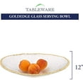 thumbnail image 2 of Hand Decorated Gold Leaf Edge Oval 12 x 8" Glass Serving Bowl, 2 of 4