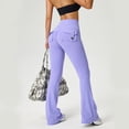 thumbnail image 4 of Sevpuikl Women's Flared Yoga Leggings High Waist Butt Lifting Tummy Control for Gym Pilates Workout Bootcut Pants Solid Color(Purple,XL), 4 of 6