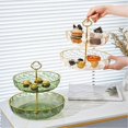 thumbnail image 3 of 2025 Snack Plate Double Layer High Capacity with Handle Light Luxury Simple Round Household Fruit Plate Tray Home Supplies--Golden, 3 of 5