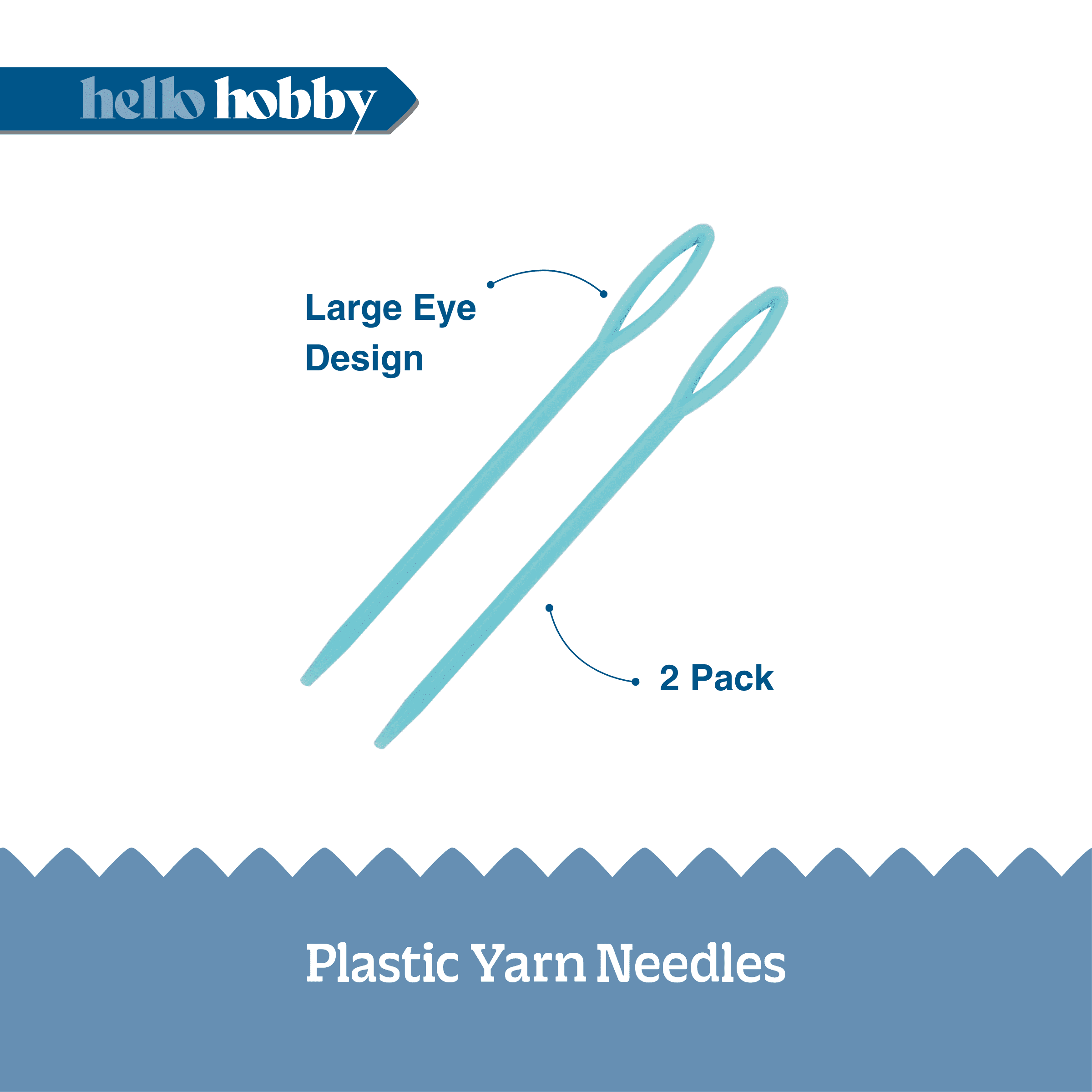 Hello Hobby Plastic Yarn Needles, 3.75 in, 2-Piece Set