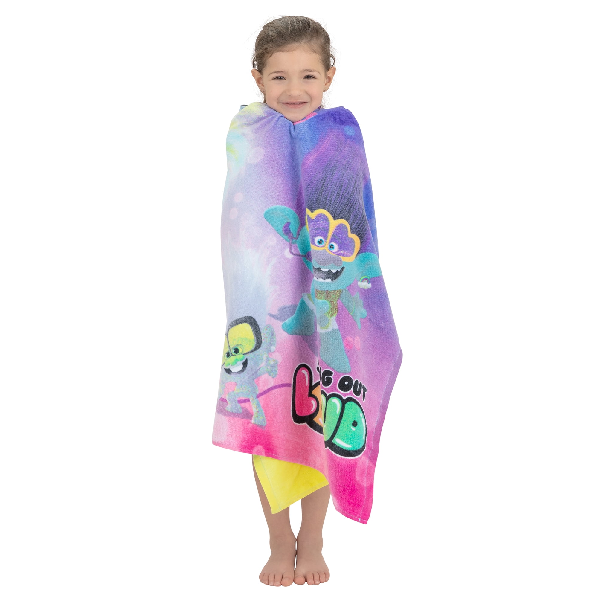 Trolls World Tour Kids Super Soft Cotton Beach and Bath Towel, 28" x 58" , Purple
