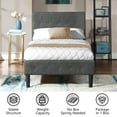 Twin Platform Bed Frame with Headboard, Heavy Duty Fabric Upholstered