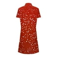 thumbnail image 5 of Generic Womens Sparkly Dress Fashion Glitter Short Sleeves Lapel V-Neck Loose Casual Midi Dresses Polka Dot Party Dress, 5 of 5