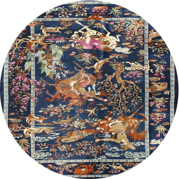 Ahgly Company Indoor Round Traditional Plum Purple Persian Area Rugs, 3' Round