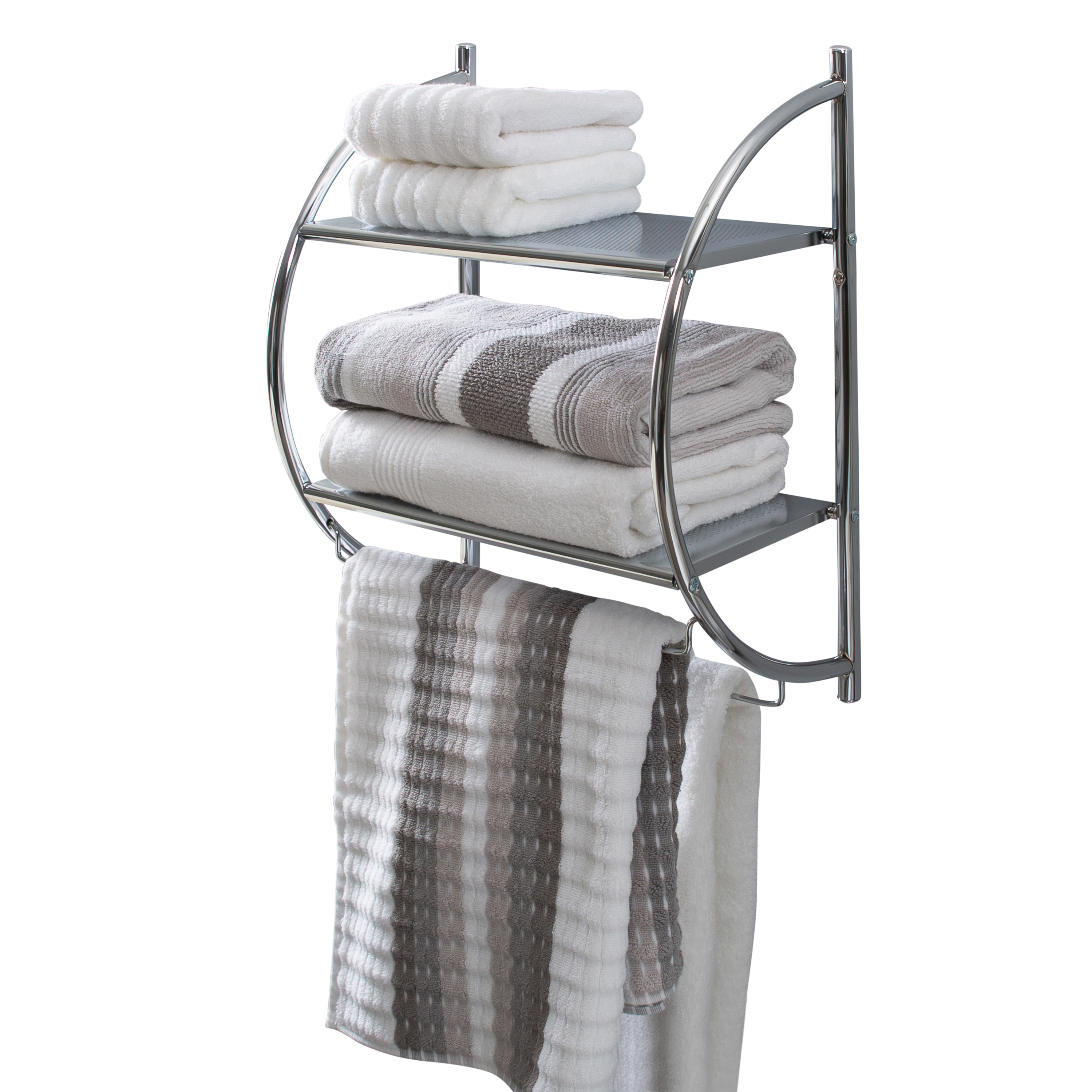 Organize It All 2 Tier Metal Wall Mount Shelf with Towel Bars, Chrome - image 5 of 7