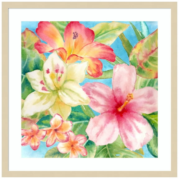 Amanti Art Tropical Island Florals Wood Framed Wall Art Print