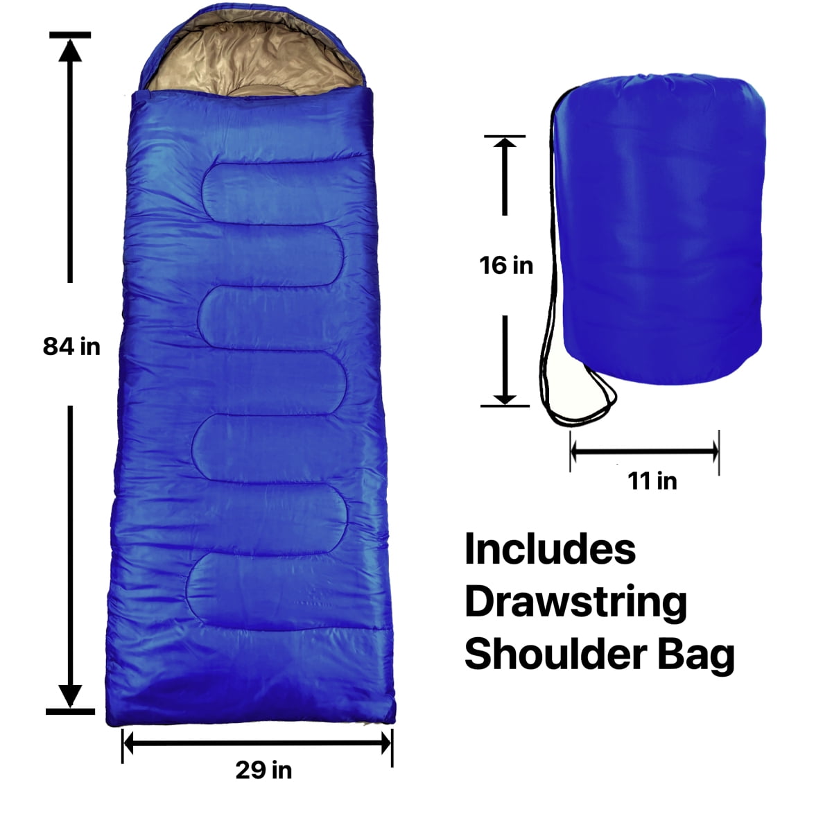 RNX 4 Season Sleeping Bag Lightweight with Compression Sack, 32 Degree F