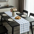 thumbnail image 2 of Blue Checkered Table Runner 72 Inches Long, Blue White Buffalo Plaid Kitchen Coffee Dining Table Decoration for Home Party Birthday Wedding Home Decor 16x72 Inches, 2 of 8