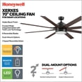 thumbnail image 3 of Ventilador de techo Honeywell Xerxes de 70 pulgadas con luces y control remoto negro, 3 of 9