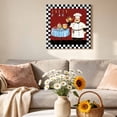 thumbnail image 6 of Canvas Wall Art Chef Kitchen Canvas Art Print Gourmet Black White Buffalo Plaid Pictures Wall Decor for Living Room Bedroom Artwork Decorations Stretched Framed Ready to Hang 16"x16", 6 of 9