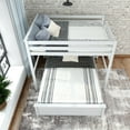 thumbnail image 5 of Plank+Beam Solid Wood Bunk Bed, L Shaped Full-Over-Queen Bed Frame with Ladder on End, White, 5 of 8