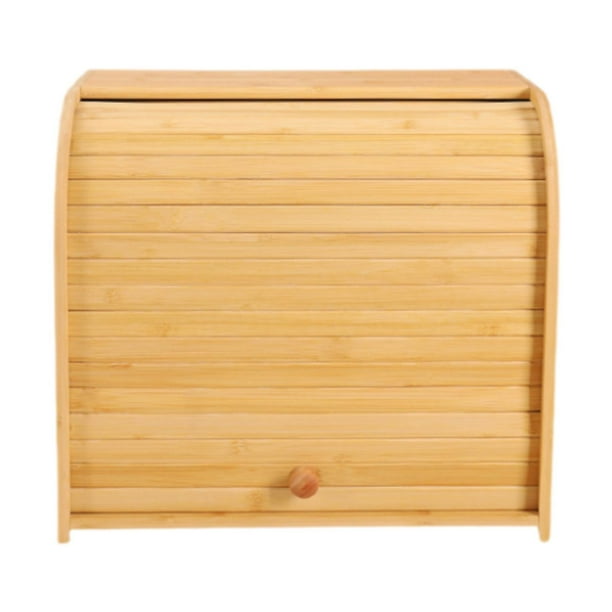 de bambú con tapa enrollable, lata multiusos, recipiente para almacenar pan, para encimera de granja, cuencos, tazas de comida