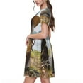 thumbnail image 2 of Lsque Cat In Sun Hat Print Women's Casual Dress T-Shirt Summer Short Sleeve Scoop Neck Swing Dresses, 2 of 6