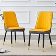 thumbnail image 2 of Dining Chairs Orange yellow and dark gray stitching style, equipped with artificial leather cushioned seats, suitable for kitchen, living room, and dining room , 2-piece set (orange yellow and dark g, 2 of 21