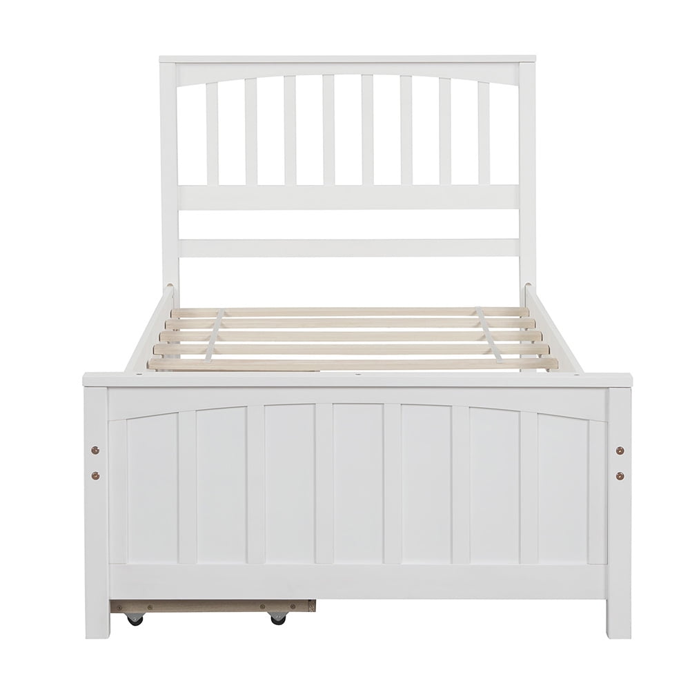 Lowestbest Twin size Solid Wood Platform Bed with Two Drawers, No Box Spring Needed