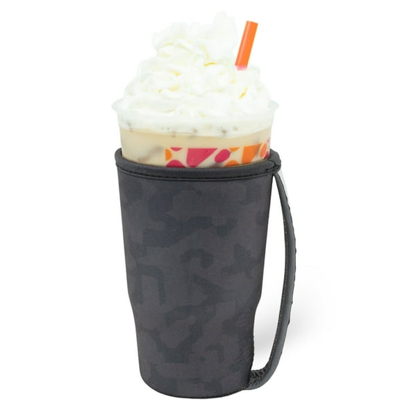 GoCuff Reusable Iced Coffee Insulator Sleeve Neoprene Holder - White Camo - Large
