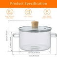 thumbnail image 2 of Glass Cooking Pot with Lid 1.6L/54oz Heat Resistant Glass Saucepan with Double Handles Non-Stick Borosilicate Glass Stovetop Pot Safe Clear Cooking Pot for Soup Milk Sauce Pasta Noodle, 2 of 10