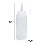Plastic Squeeze Bottle Attached Oil Sauce Nozzle Cap White 200ml 2 Pcs