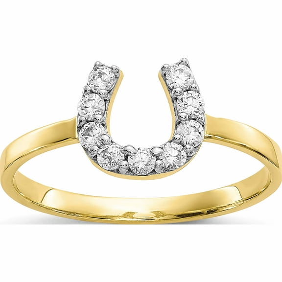 10K Yellow Gold Cz Horse Shoe Ring (Size 6) Made In United States 10c1249