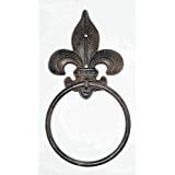 Vintage Heavy Cast - ABC Products Heavy Cast Iron Towel Ring With Vintage Style Fluer de lis At The Top Use For Hanging Towels Wash