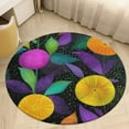 thumbnail image 5 of Round Area Rug Vibrant Citrus Floral Dark Background Indoor Floor Area Mat Stain-Proof Mat Non-Skid Rugs for Living Room Dining Kitchen Bedroom, 5 of 7