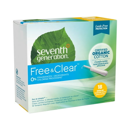 (5 pack) Seventh Generation Organic Cotton Tampons with Comfort Applicator Regular Absorbency, 18