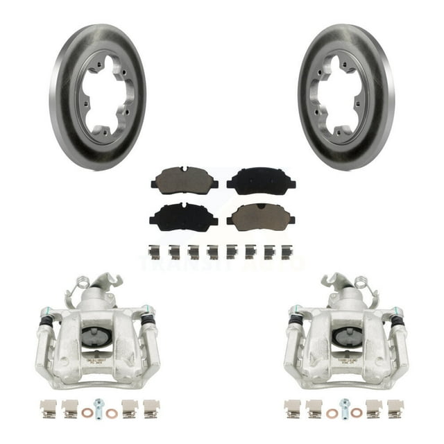 Transit Auto Rear Disc Brake Caliper Coated Rotors and Ceramic Pads Kit for Car Ford Transit-250 Transit-150 Transit-350 HD with 5 Lug Wheels KCG-100044C