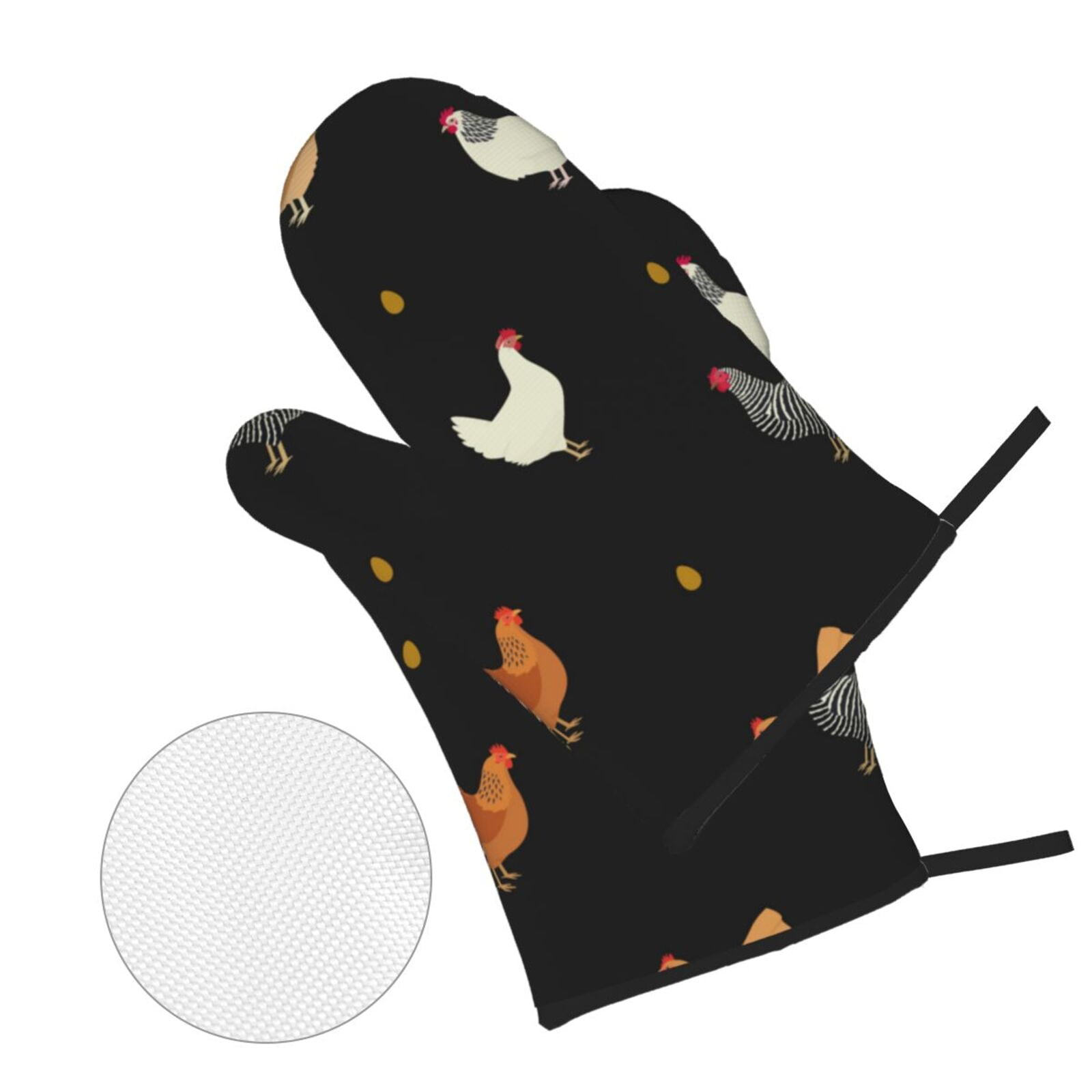 Chicken Eggs Cock Pattern Rooster 4Pcs Oven Mitts and Pot Holders Sets Oven Kitchen Gloves Hot Pads for Cooking BBQ Baking Grilling