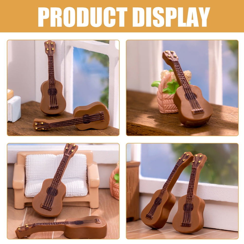 ALANO Mini Guitar Ornament - Wooden Miniature Instrument Model For Dollhouse Or Decor - View #11