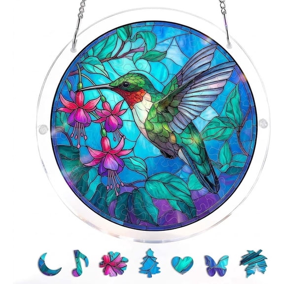 Gcvizuso Bright Acrylic Puzzle Suncatcher Pendant, DIY Home Puzzle Ornament for Gift and Room Decoration
