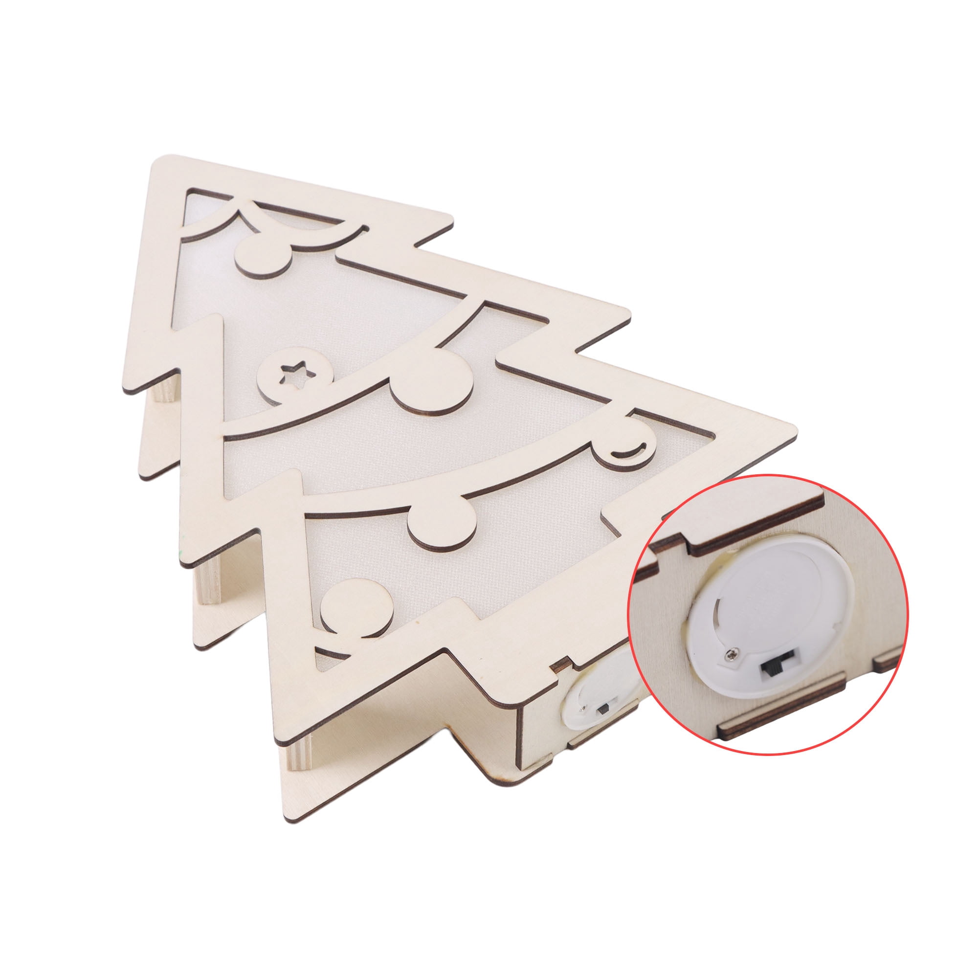Holiday Time Christmas Tree Craft Kit with LED lights, 8.46 x 11 x 2 Inch, Wooden Decoration, Unisex, Christmas