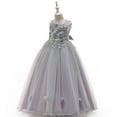 thumbnail image 3 of Mercatoo Kids Girl Flower Solid Princess Pageant Gown Party Wedding Long Evening Dress, 3 of 7