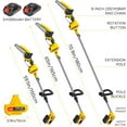 thumbnail image 6 of 2-in-1 Cordless Pole Saw & Mini Chainsaw,Battery Powered 6inch Electric Pole Saw,Retractable Battery Chain Saw with 2 Batteries,12ft Reach Pole Chainsaw for Tree Trimming (12ft Yellow), 6 of 12