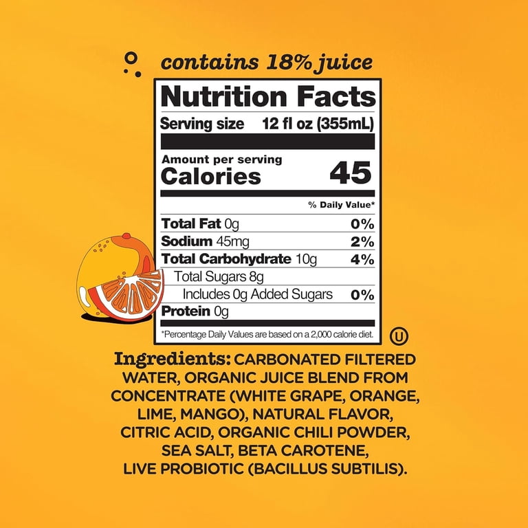 Culture Pop Sparkling Probiotic Soda, Orange Mango, 12 Fl Oz Cans