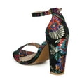 thumbnail image 3 of Women Floral Brocade Open Toe Ankle Strap Block Heel Sandal HD98, 3 of 5