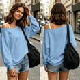 thumbnail image 4 of Diufon Off Shoulder Sweatshirt for Women Long Sleeve Drop Shoulder Pullover Tops Soft Comfy Fall Winter Warm Sweatshirts, 4 of 9