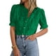 thumbnail image 1 of Blusa PRETTYGARDEN de encaje de manga corta para mujer, color verde oscuro, 1 of 6