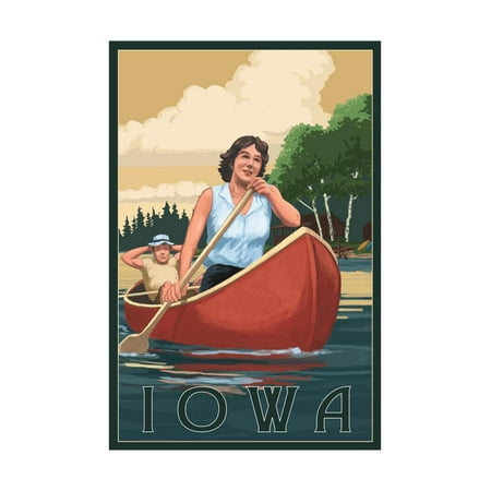 Iowa - Canoers on Lake Print Wall Art By Lantern