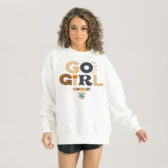 Women's Gameday Couture White Tennessee Volunteers PoweredBy Go Girl Premium Pullover Sweatshirt