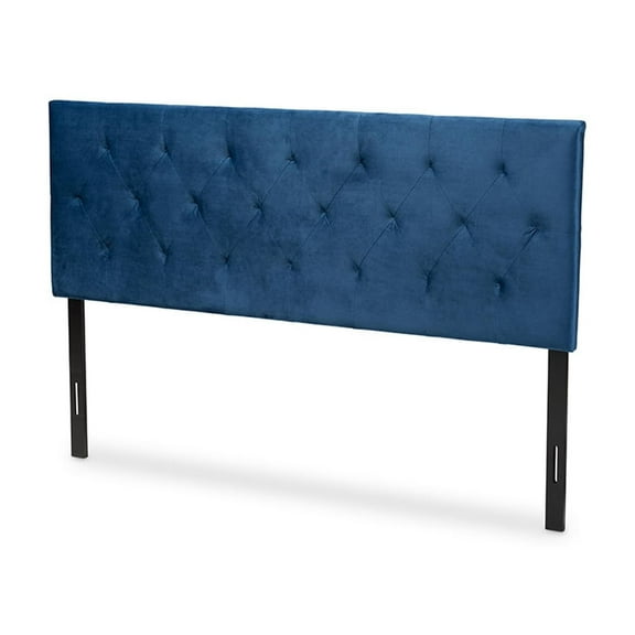 King Size Headboard Upholstered Velvet, Modern Design, Navy Blue, Easy Assembly